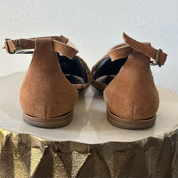 LUCKY BRAND Braided Brown Suede Leather Tassel Thong Sandals Strappy 8 38 Flats - Picture 6 of 10